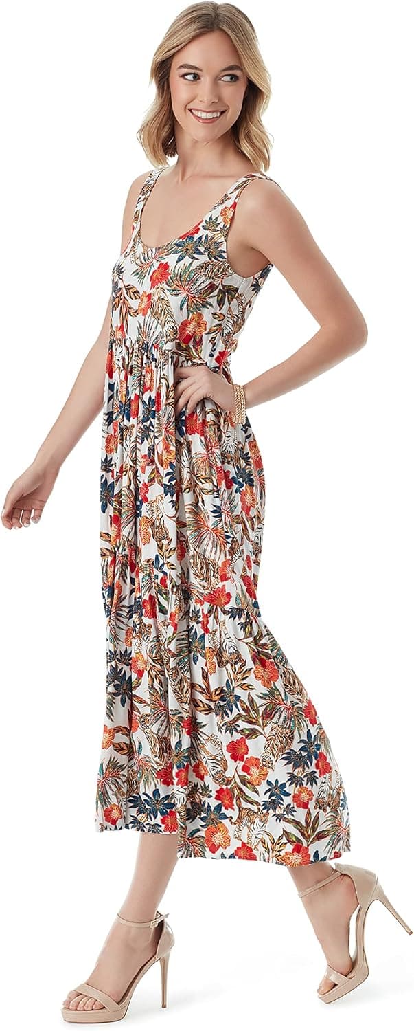 Jessica Simpson Womens Cheryl Sleeveless Two Tiered Maxi Dress 3X Jungle Parade - Gardenia - Image 3