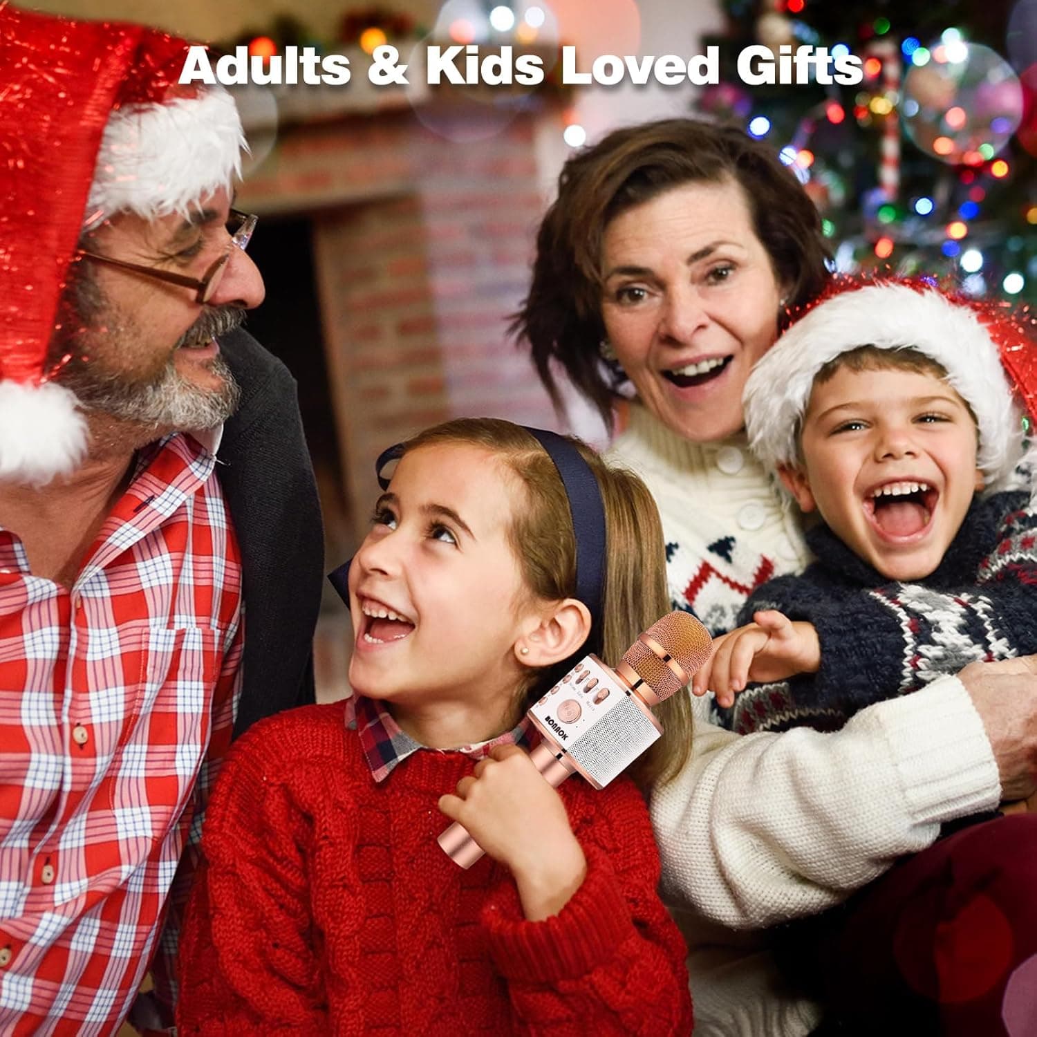 BONAOK Wireless Bluetooth Karaoke Microphone,3-in-1 Portable Handheld Karaoke Mic Speaker Machine Home Party Birthday for All Smartphones PC(Q37 Rose Gold) - Image 7