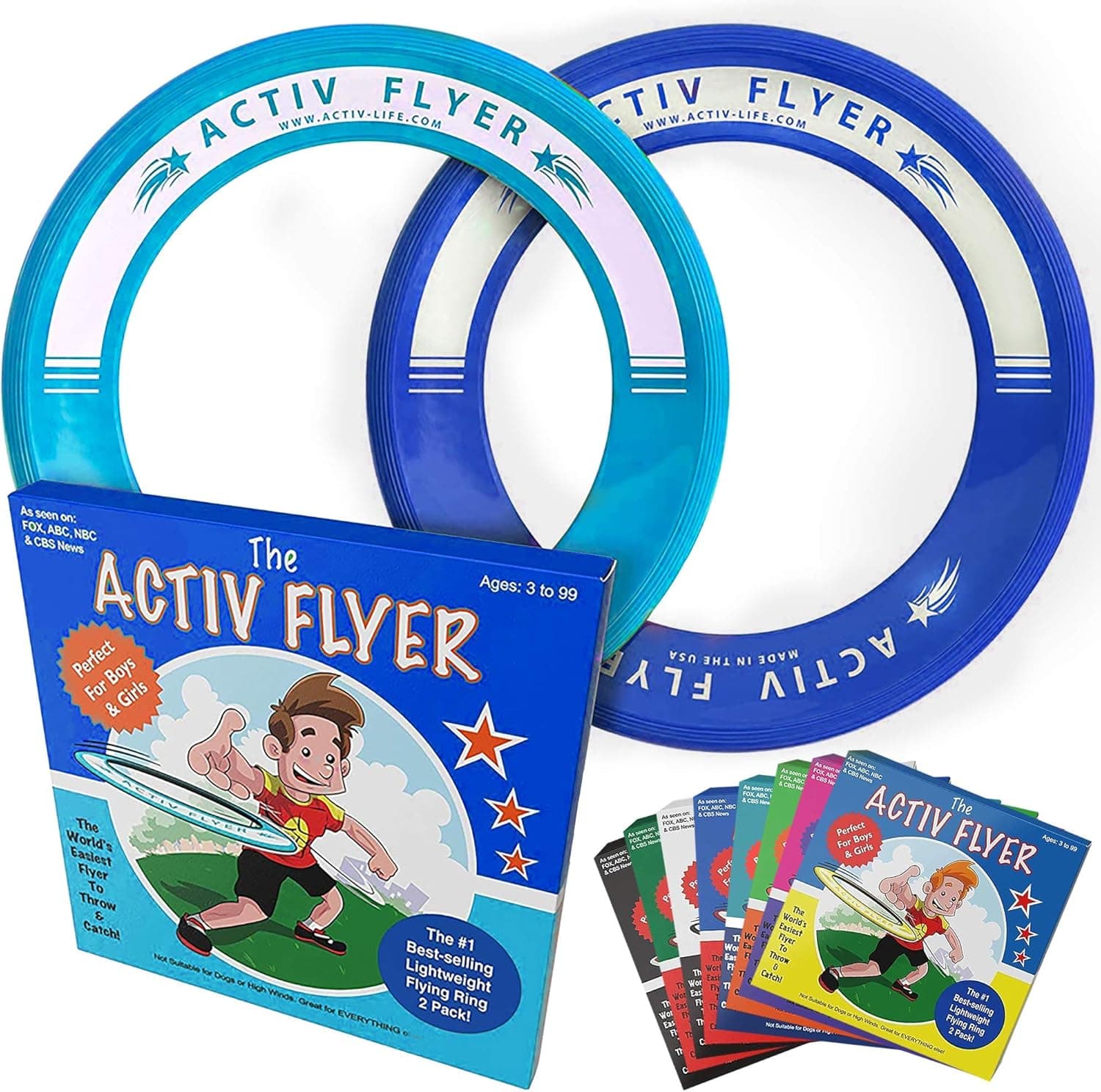 Activ Life Kid’s Flying Rings (2 Pack) They Fly Straight & Don’t Hurt, 80% Lighter Than Standard Rings - Replace Screen Time with Healthy Family Fun - Get Outside & Play Blue/Cyan - Image 2