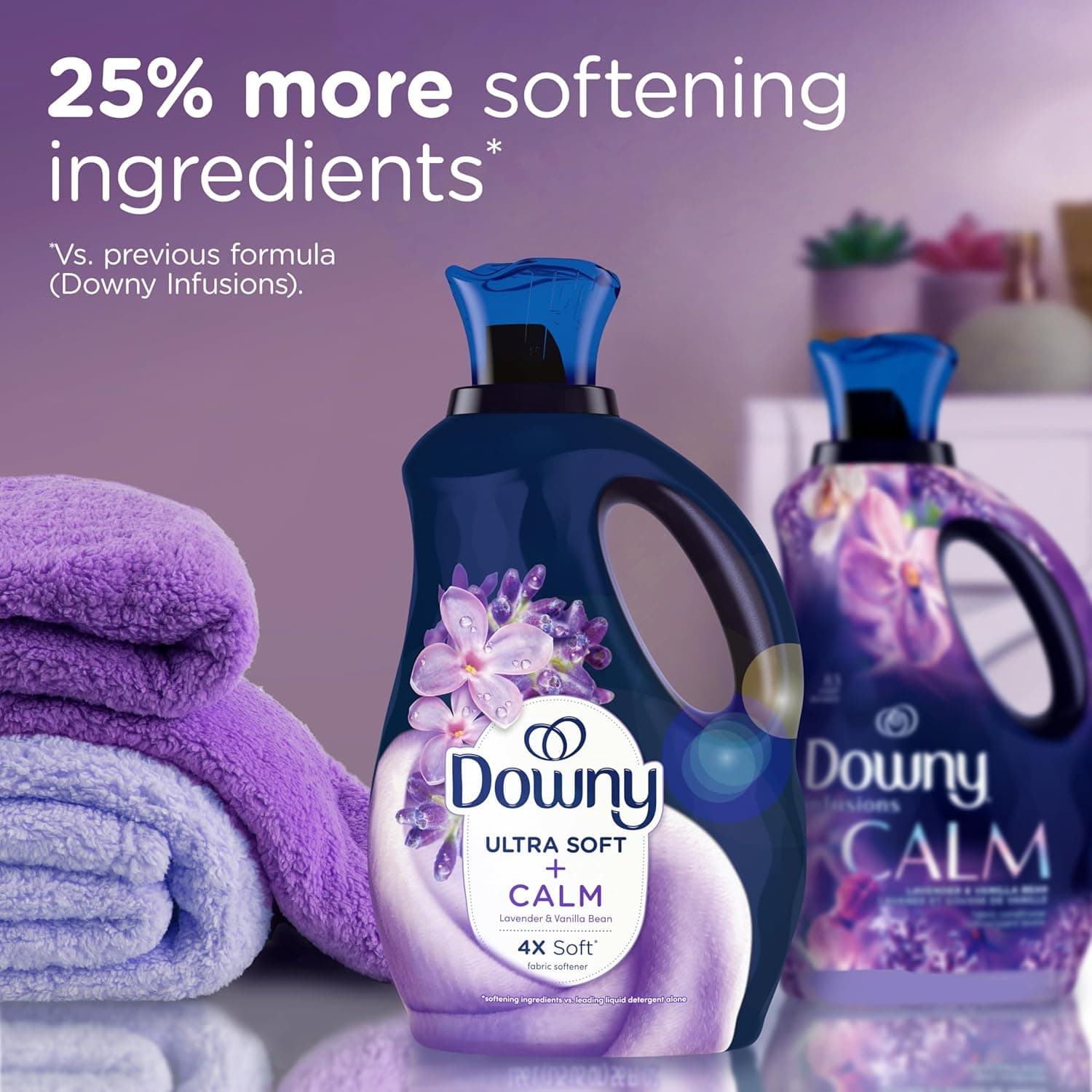 Downy Ultra Soft Fabric Softener Liquid, Calm, Lavender and Vanilla Bean, 26 fl oz, 39 Loads 26 Fl Oz (Pack of 1) Lavender & Vanilla Bean - Image 6