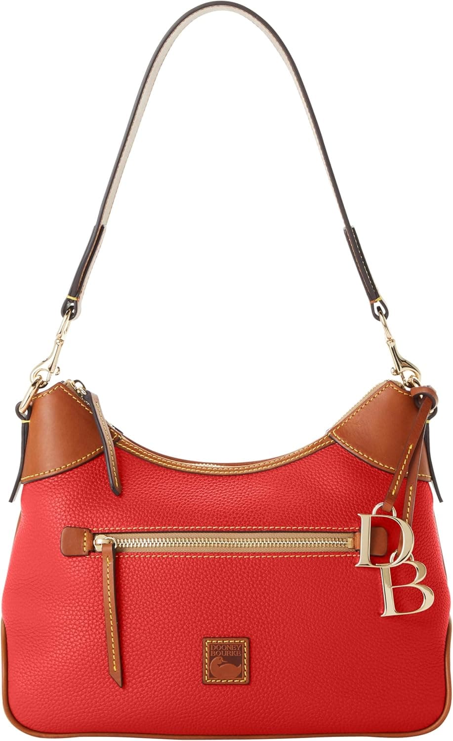 Dooney & Bourke Shoulder Bags for Women, Pebble Grain Leather Hobo Bag with Charms Red - Image 2