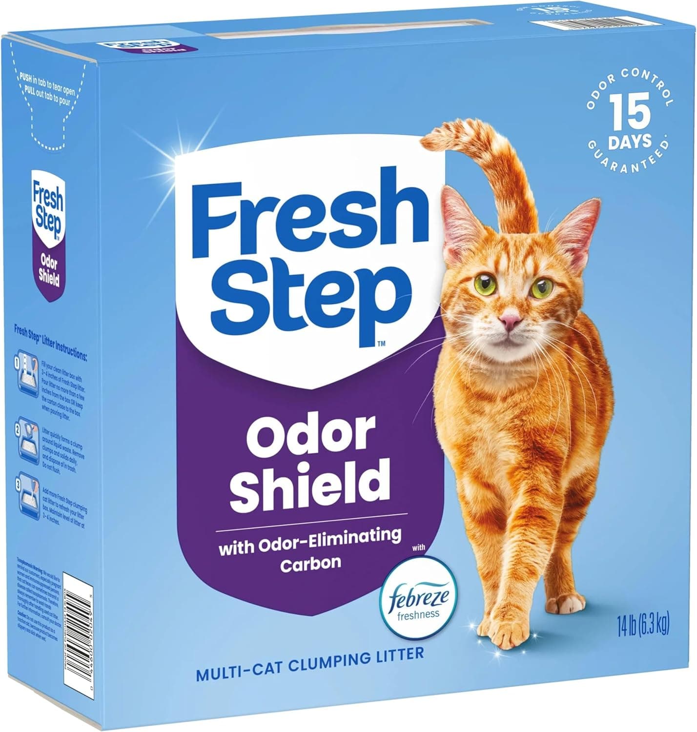 Fresh Step Clumping Cat Litter, Multi-Cat, Long Lasting Odor Control Kitty Litter with Activated Charcoal, Low Dust Formula, 14 lb Febreze Freshness 14 lb - Image 10