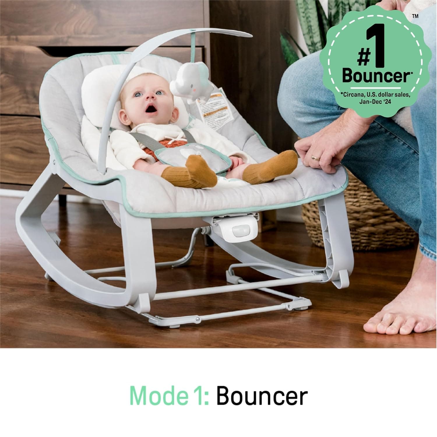 Ingenuity Keep Cozy 3-in-1 Grow with Me Vibrating Baby Bouncer, Seat & Infant to Toddler Rocker, Vibrations & -Toy Bar, 0-30 Months Up to 40 lbs (Weaver) - Image 6