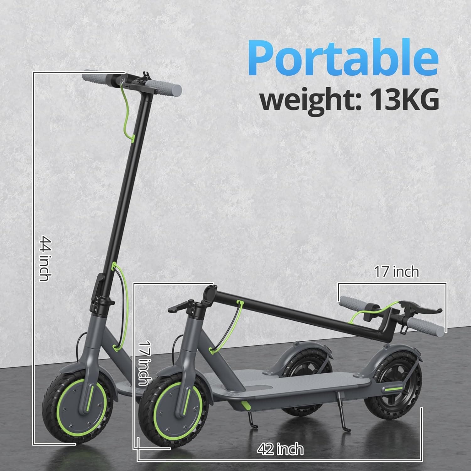 Electric Scooter - 8.5"/10'' Solid Tires, 350W/500W Motor, Up to 19-22MPH and 21-24Miles Long-Range Portable Commuting Scooter for Adults with Double Braking System and App 350W 8.5'' 15Miles Green - Image 6