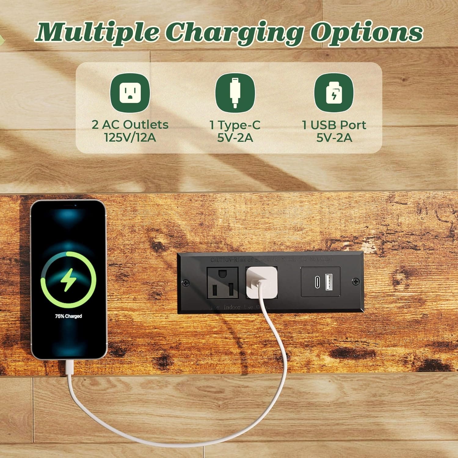 SUPERJARE 78.8 inch Narrow Console Table with Outlet, Sofa Tables, Behind Couch Table, Long Entryway Tables with Charging Station, for Living Room, Rustic Brown Rustic Brown 5.7''D x 78.7''W x 29.7''H - Image 4