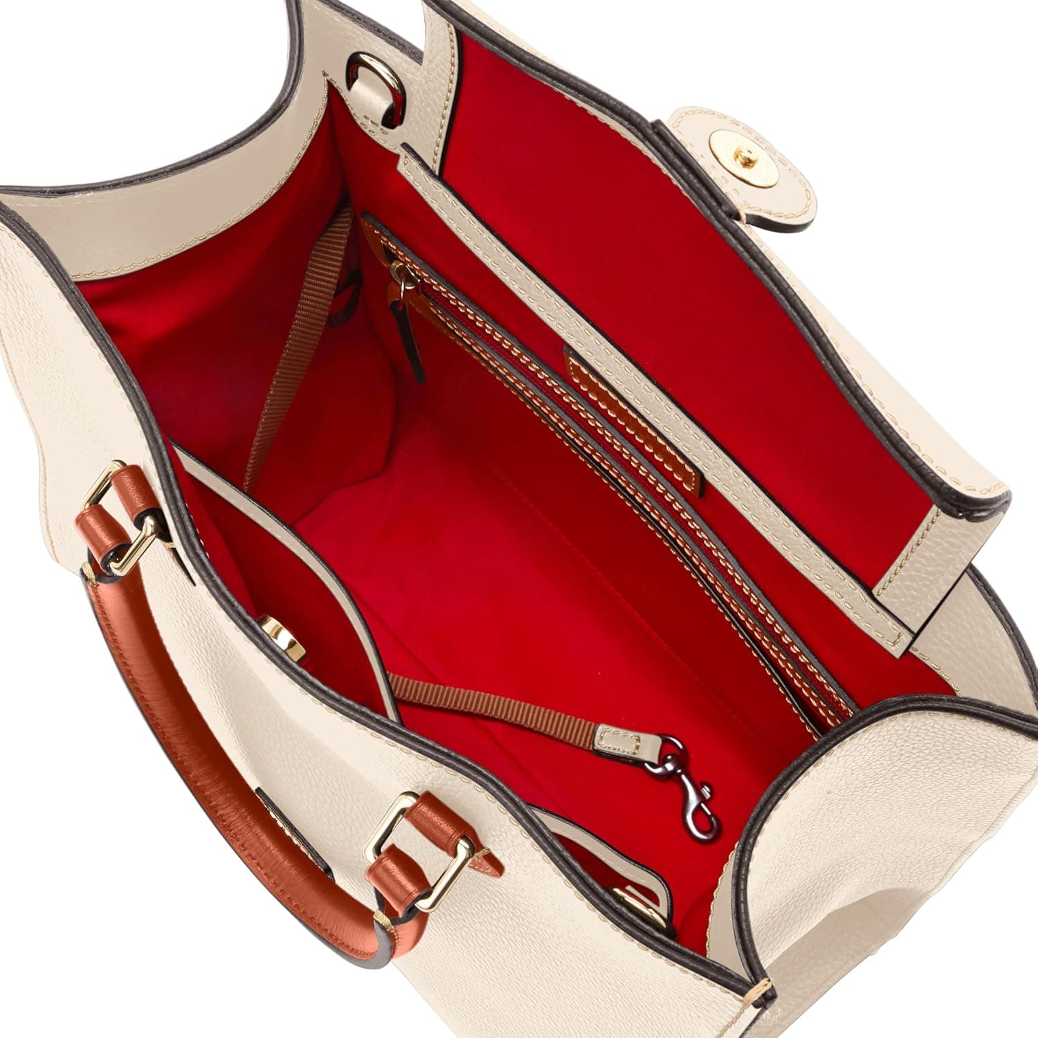 Dooney & Bourke Women's Janine Satchel in Pebble Grain Leather, Large Handbag with Adjustable & Detachable Shoulder Strap Bone - Image 4