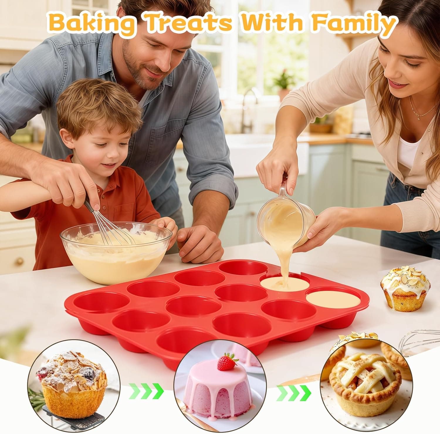 CAKETIME 12 Cups Silicone Muffin Pan - Nonstick Cupcake Pan 1 Pack Regular Size Silicone Mold for Baking 1pc: 12-Cup Regular - Image 5