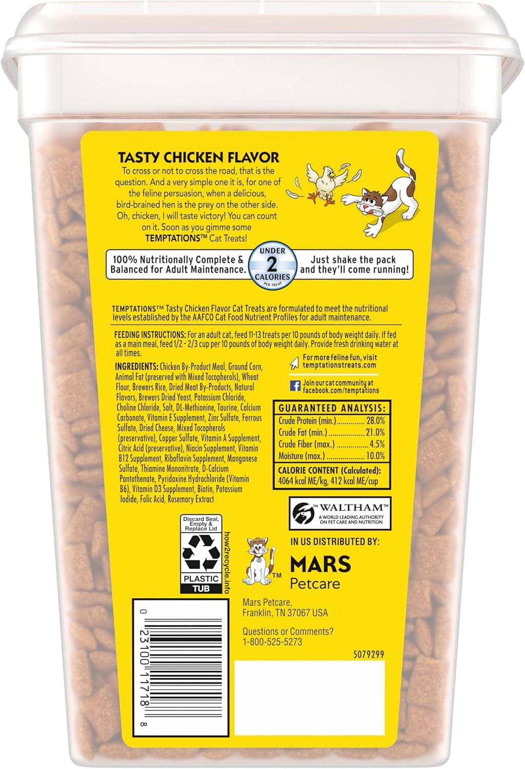 Temptations Classic Crunchy and Soft Cat Treats Tasty Chicken Flavor, 30 oz. Tub Chicken 1.88 Pound (Pack of 1) - Image 3