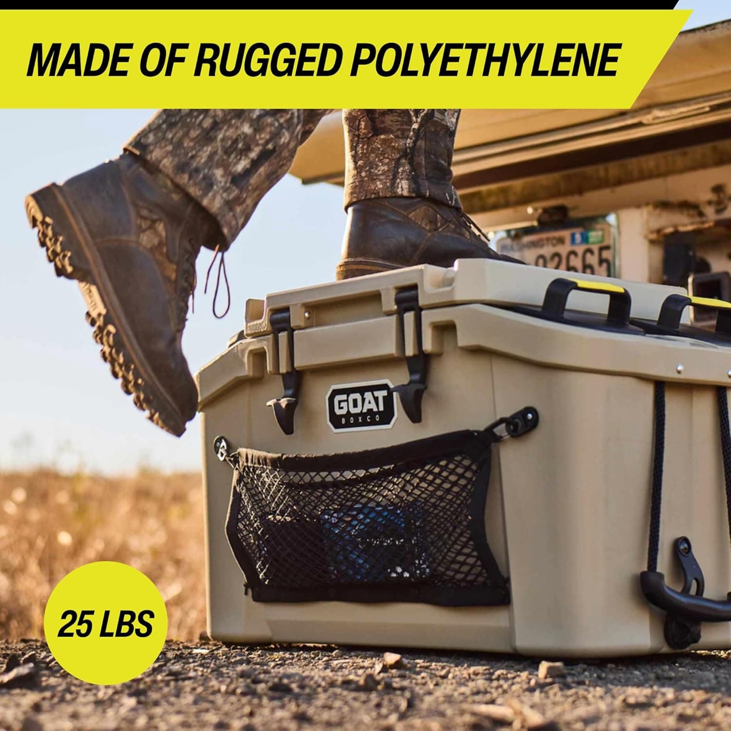 GOAT BOXCO HUB 50 System - Camping Cooler for Men & Women - Perfect for Hunting Essentials, Fishing Gear & Survival Gear - Small Cooler Picnic Basket for Road Trips & Hiking Desert Orange - Image 8