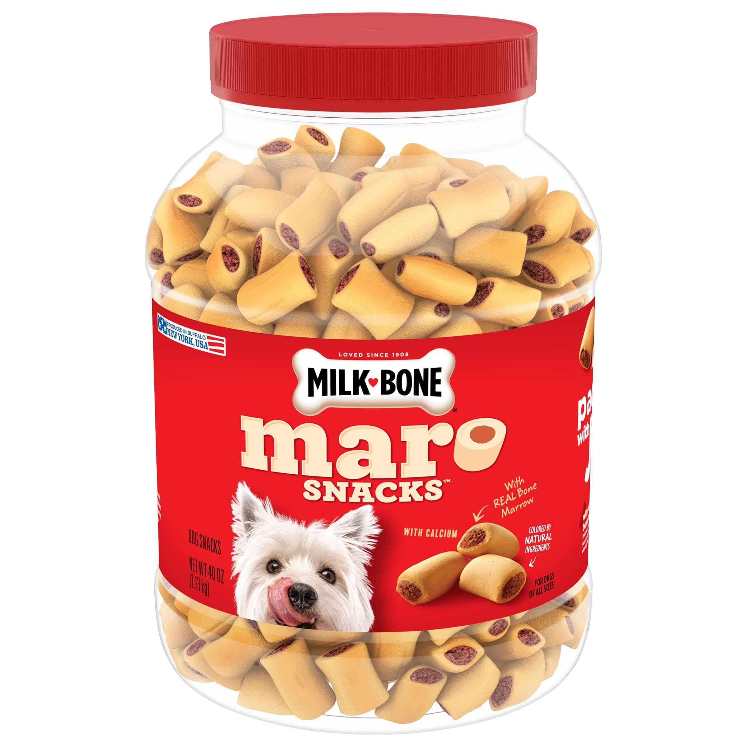 Milk-Bone MaroSnacks Small Dog Treats With Bone Marrow, 40 Ounce Container Beef 2.5 Pound (Pack of 1)