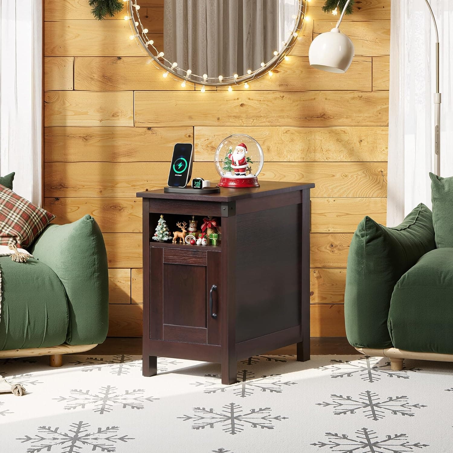 WLIVE End Table with Charging Station, Narrow Side Table for Living Room, Farmhouse Night Stand with Storage, Small Wooden Nightstand with USB Ports and Outlets for Living Room and Bedroom, Espresso Espresso 1 - Image 14