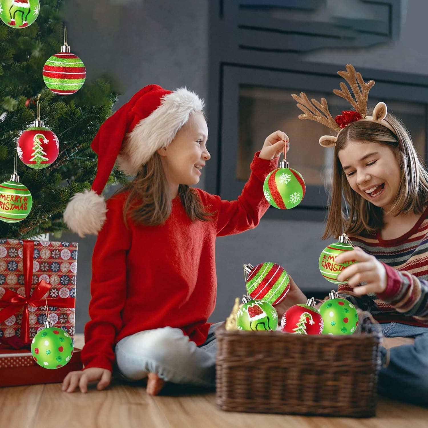 12 Pcs 2.4 Inch Christmas Ball Ornaments for Tree,Red and Green Glittering Hanging Bulbs Pendants for Christmas Tree Decorations - Image 7