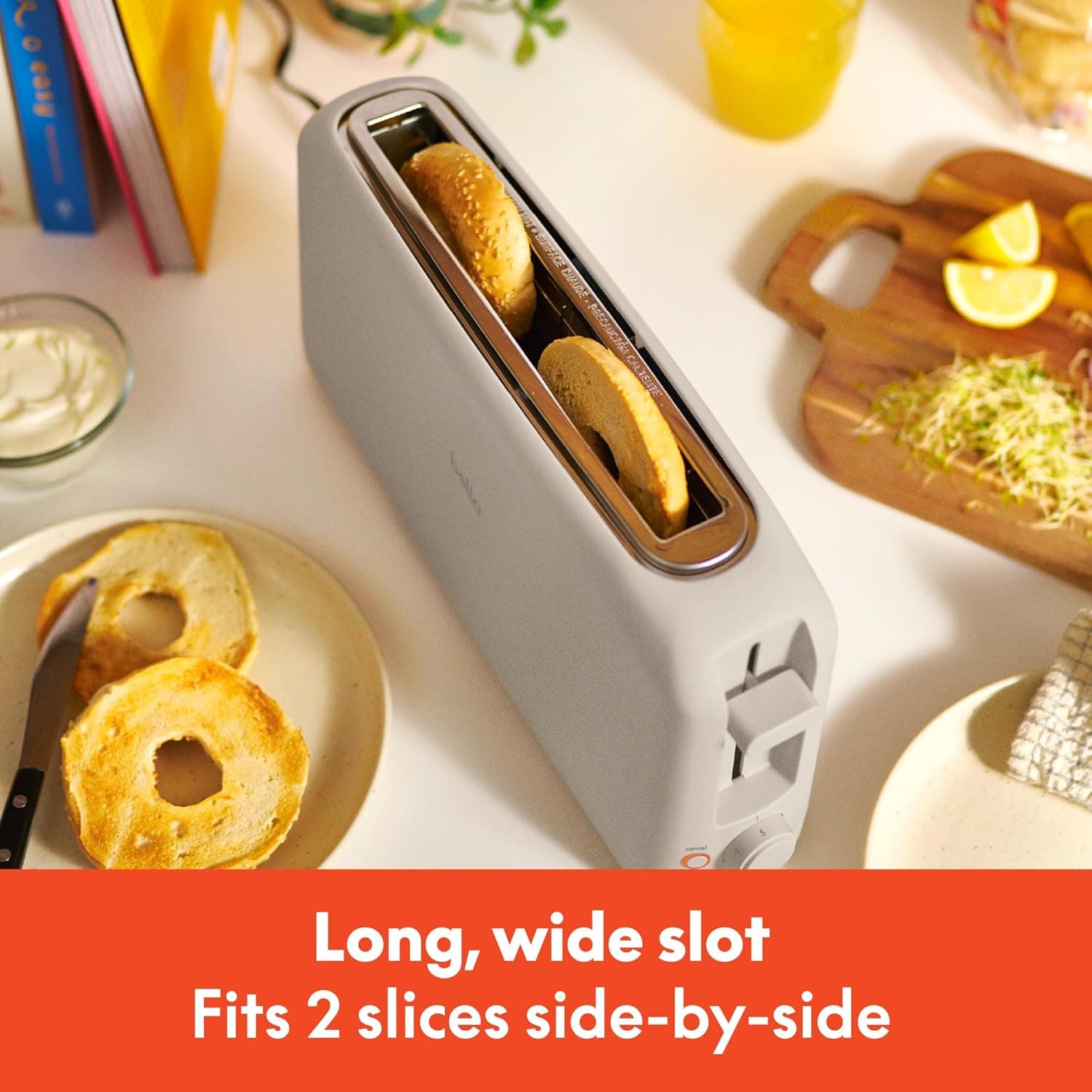 bella 2 Slice Slim Toaster, Fits-anywhere™ Kitchenware, 6 Setting Shade Control with Reheat & Cancel Buttons, Fits sourdough, 10” Long Slot, Anti Jam & Auto Shutoff, 900 Watt, Oatmilk 2 Slice Oatmilk - Image 6