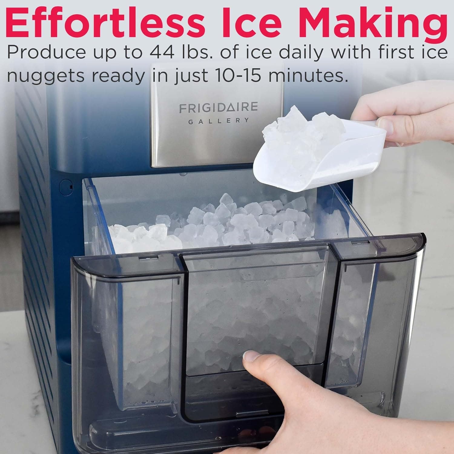 FRIGIDAIRE Gallery EFIC255 Countertop Crunchy Chewable Nugget Ice Maker, 44lbs per Day, Auto Self Cleaning, 2.0 Gen, Navy Navy - Nugget Ice - Image 7