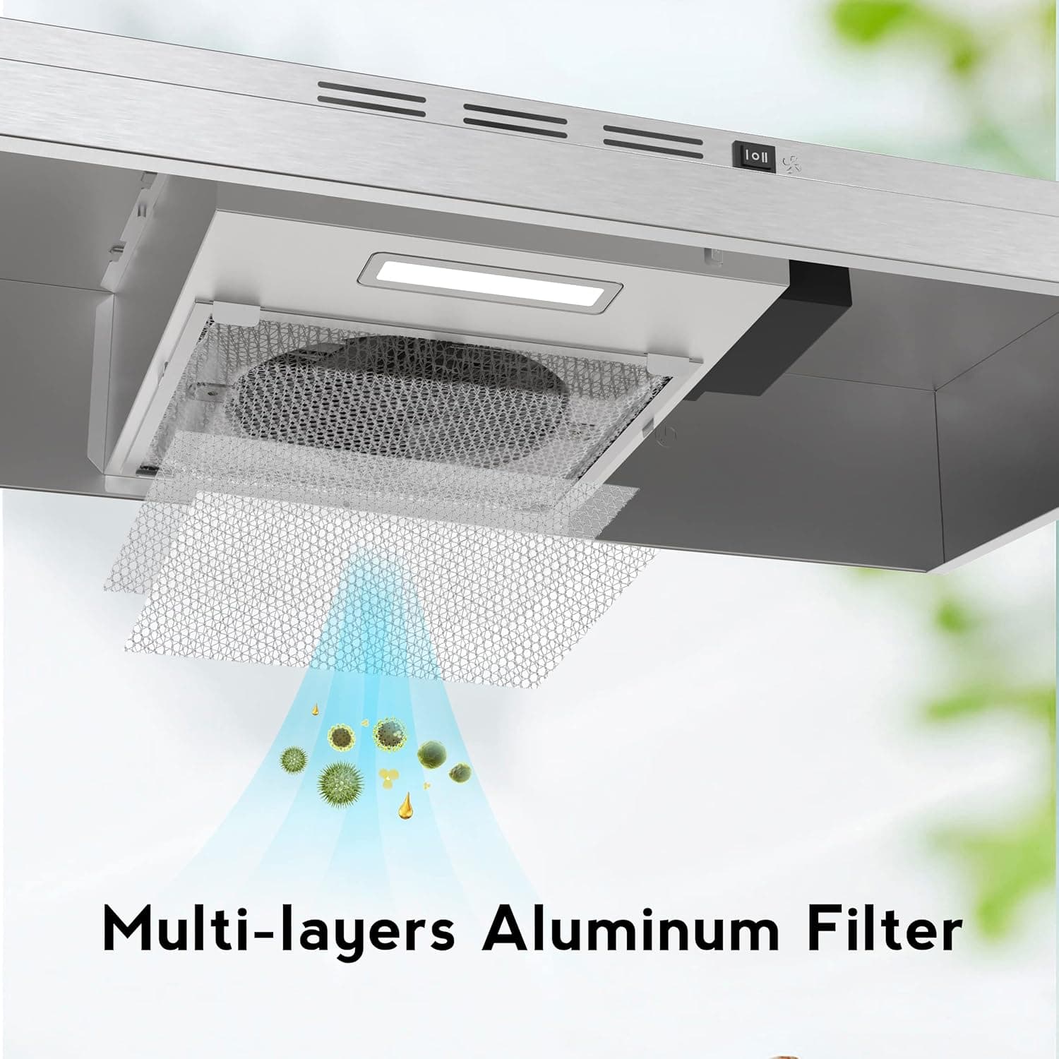 FIREGAS 30 inch Range Hood Under Cabinet, Ducted/Ductless Convertible Stainless Steel Kitchen Range Hood with Rocker Button Control, 2 Speed Exhaust Fan, 300 CFM Aluminum Filter Included Stainless Steel 30 Inch - Image 8