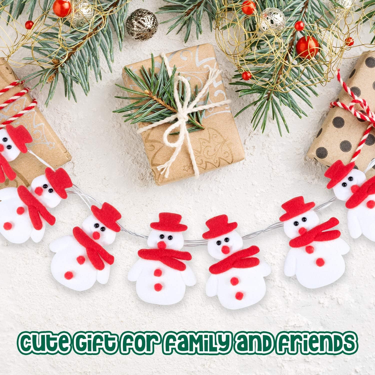 ZAUGONTW Christmas Snowman String Lights - 10 LEDs 5.4ft Waterproof Light Up String Lights, Short Plush Light for Christmas Decorations (Battery Operated) - Image 5