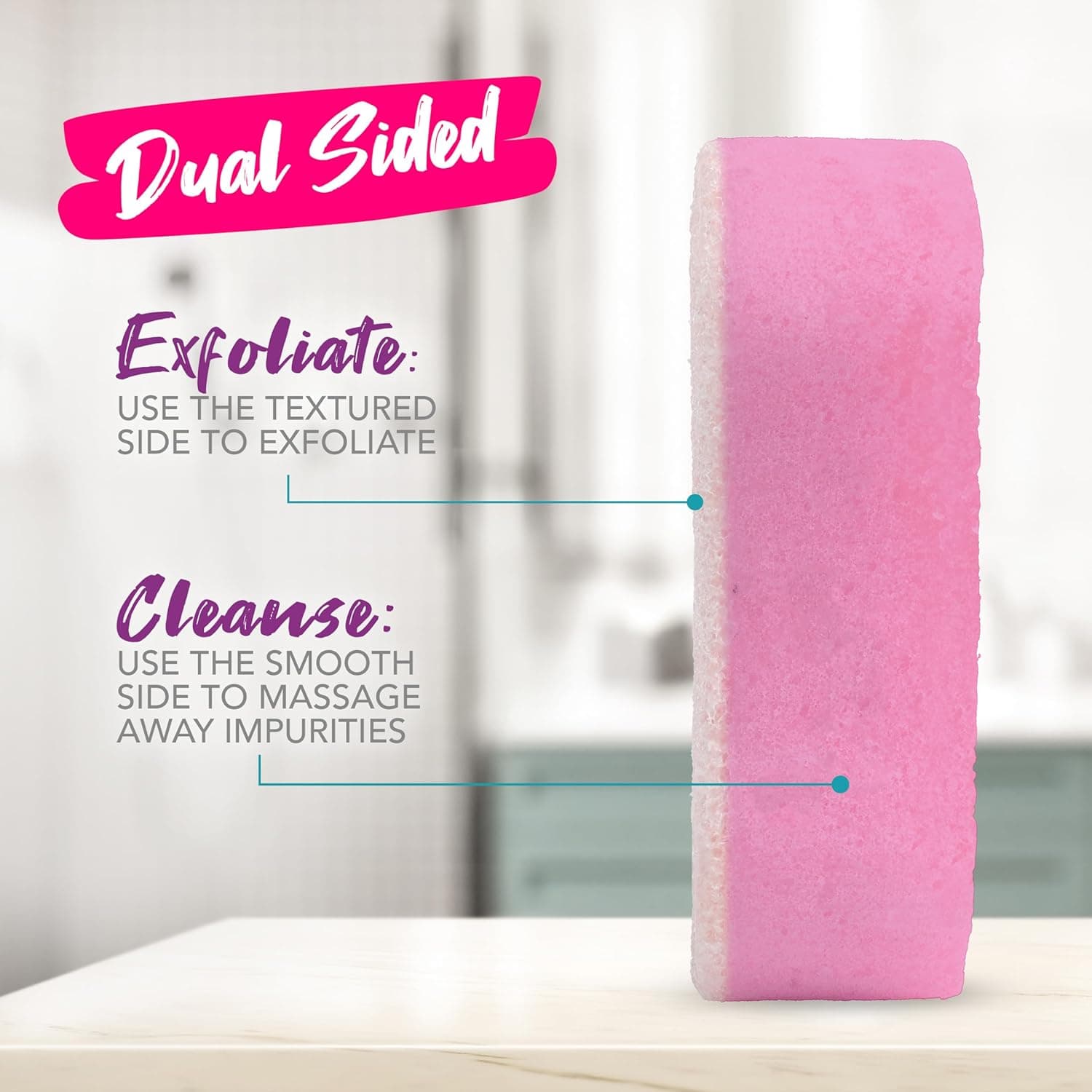 Spongeables Pedi Scrub Foot Exfoliating 20+ Wash Sponge Lavender Tea Tree Oil 1 Count (Pack of 1) - Image 5