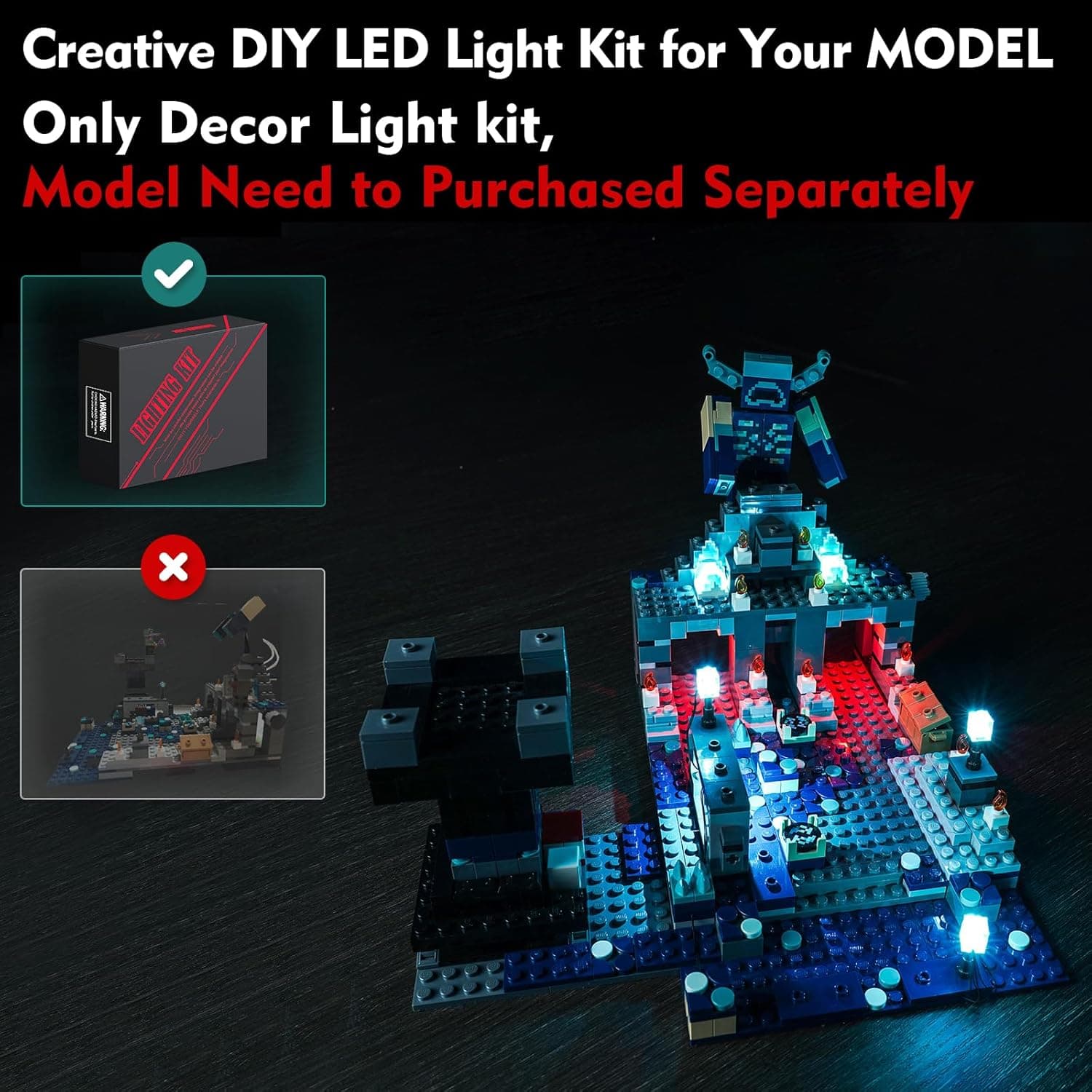 Light-Kit Compatible with Lego Minecraft The Deep Dark Battle 21246 - Only a Light, Not Actual Lego - Lighting for Deep Dark Battle Warden for Fans - Image 7