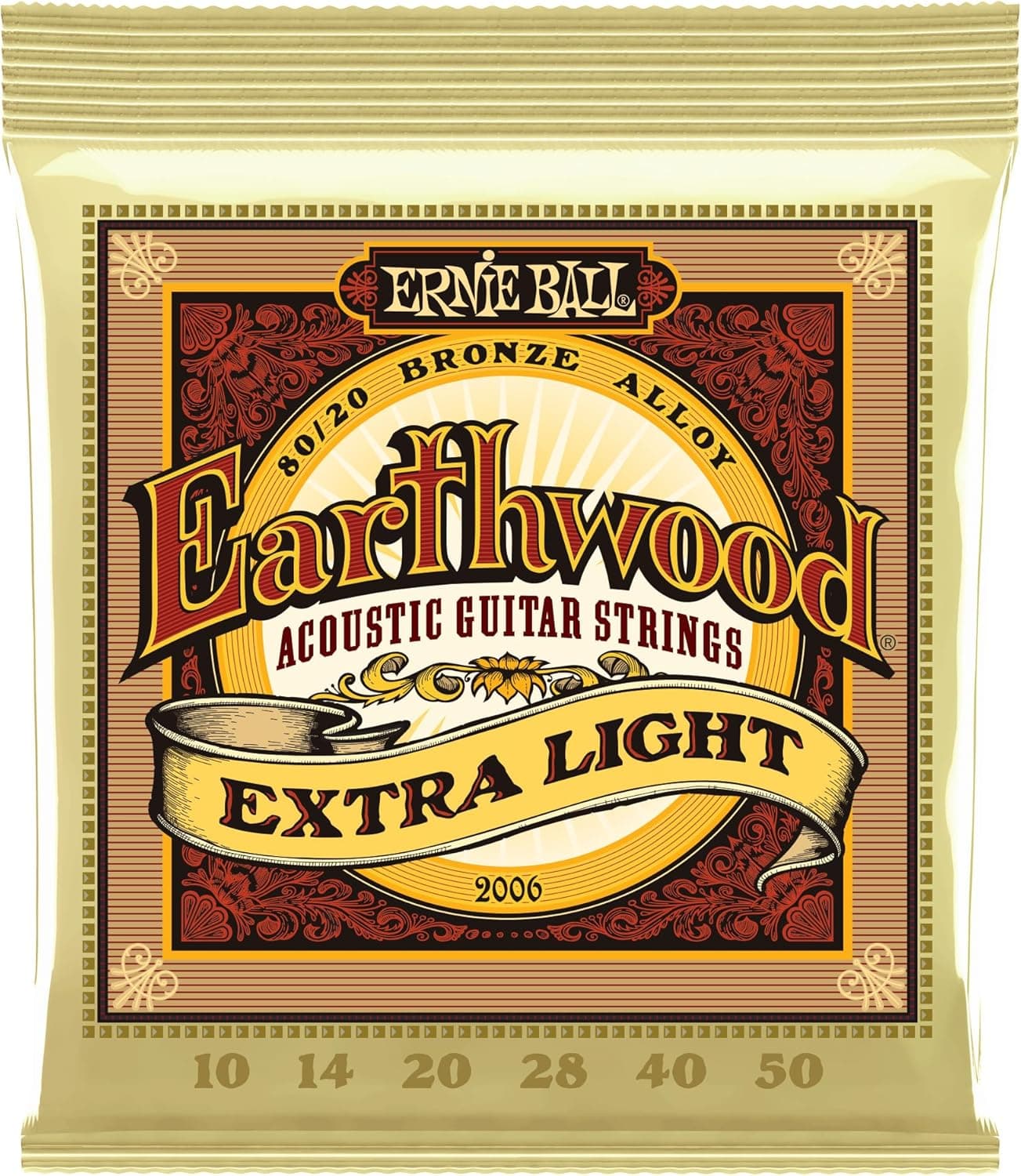 Ernie Ball Earthwood Extra Light 80/20 Bronze Acoustic Guitar Strings, 10-50 Gauge (P02006) Single Pack Extra Light (10-50) - Image 2