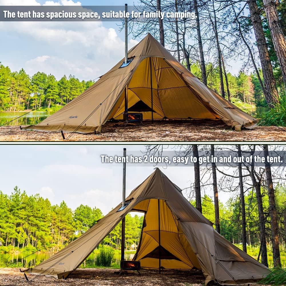 FireHiking Camping Hot Tent 4-8 Person Tipi Tent with Stove Jack for Bushcraft, Cooking and Heating Outer Tent - Image 4