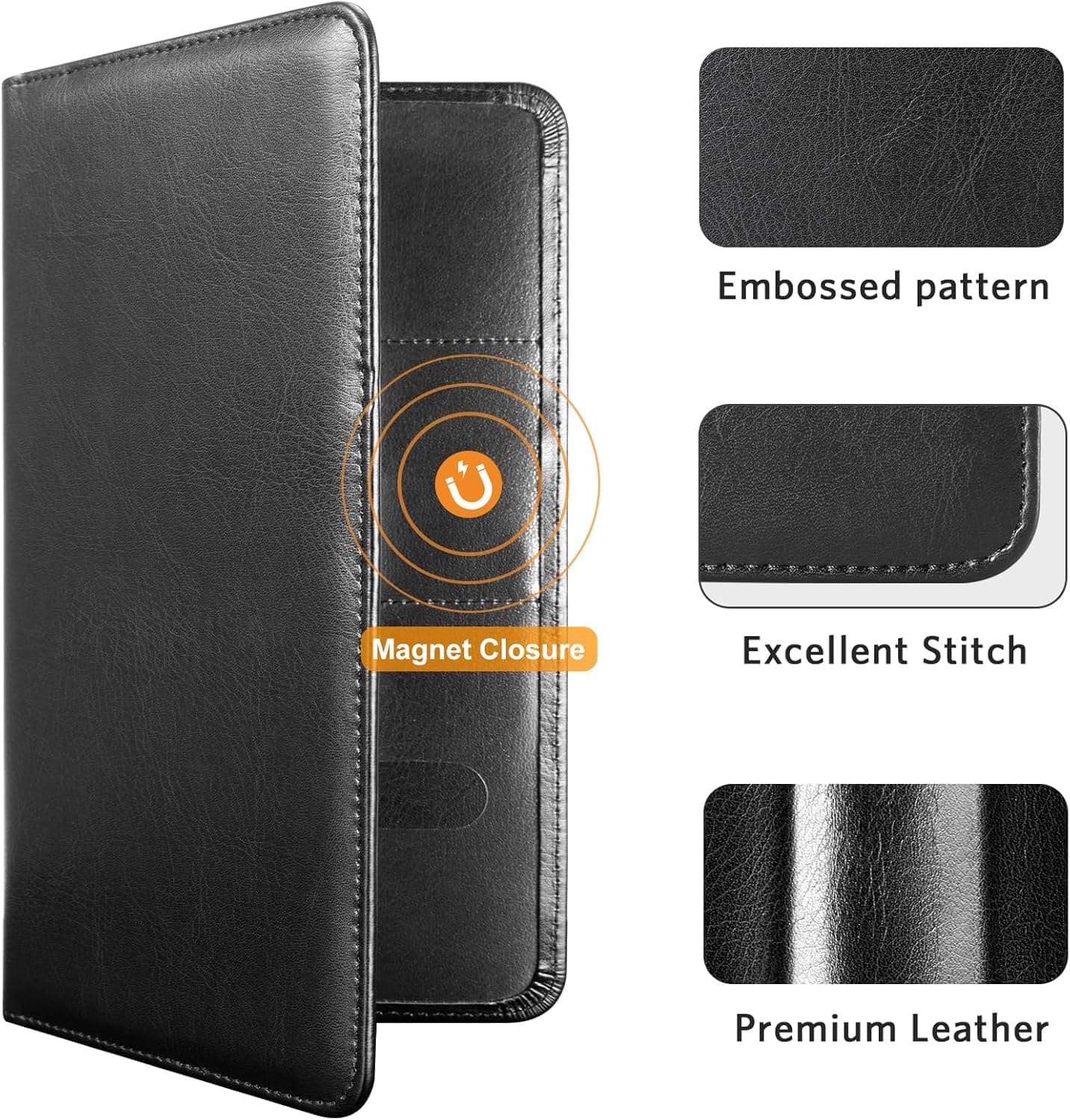 CoBak Soporte para Registro de Auto y Seguro - Organizador de Guanteras para Vehículos, Accesorios para Compartimentos de Autos y Camiones con Cierre Magnético para Licencia de Conducir, Tarjetas L-Cuero Negro - Image 4