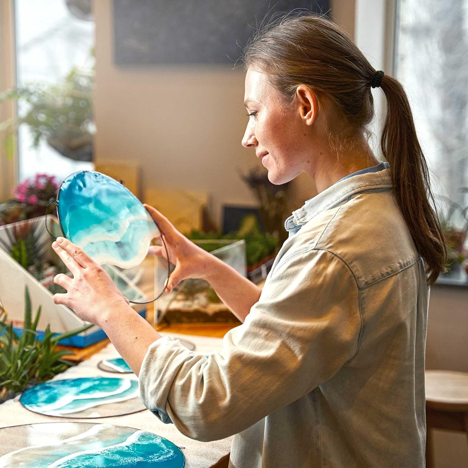 Epoxy Resin - Ultra-Gloss 1 Gallon Kit, Crystal Clear, Self-Leveling, UV & Impact Resistant Resin Kit for Art, Jewelry, Tables & Countertops, Easy 1:1 Mix, DIY Crafts - Image 9