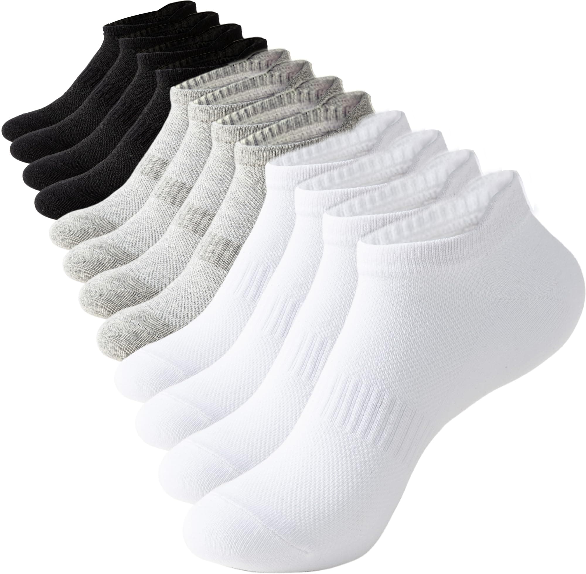 Irisbear Women's Ankle Socks - 6 Pairs Low Cut Tab & No Show Athletics Sports Running 6-9 Puti/Itim/Abuhin