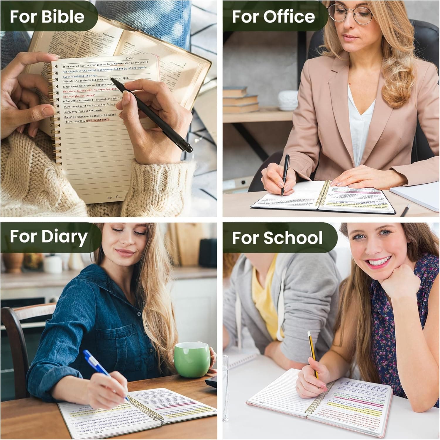 Taja Lined Spiral Journal Notebook for Women & Men, 140 Pages, College Ruled Hardcover Notebook for Work & Note Taking, Journals for Writing, A5(5.7" x 7.9") - Green A.Green a-Lined(1 Pack) - Image 8