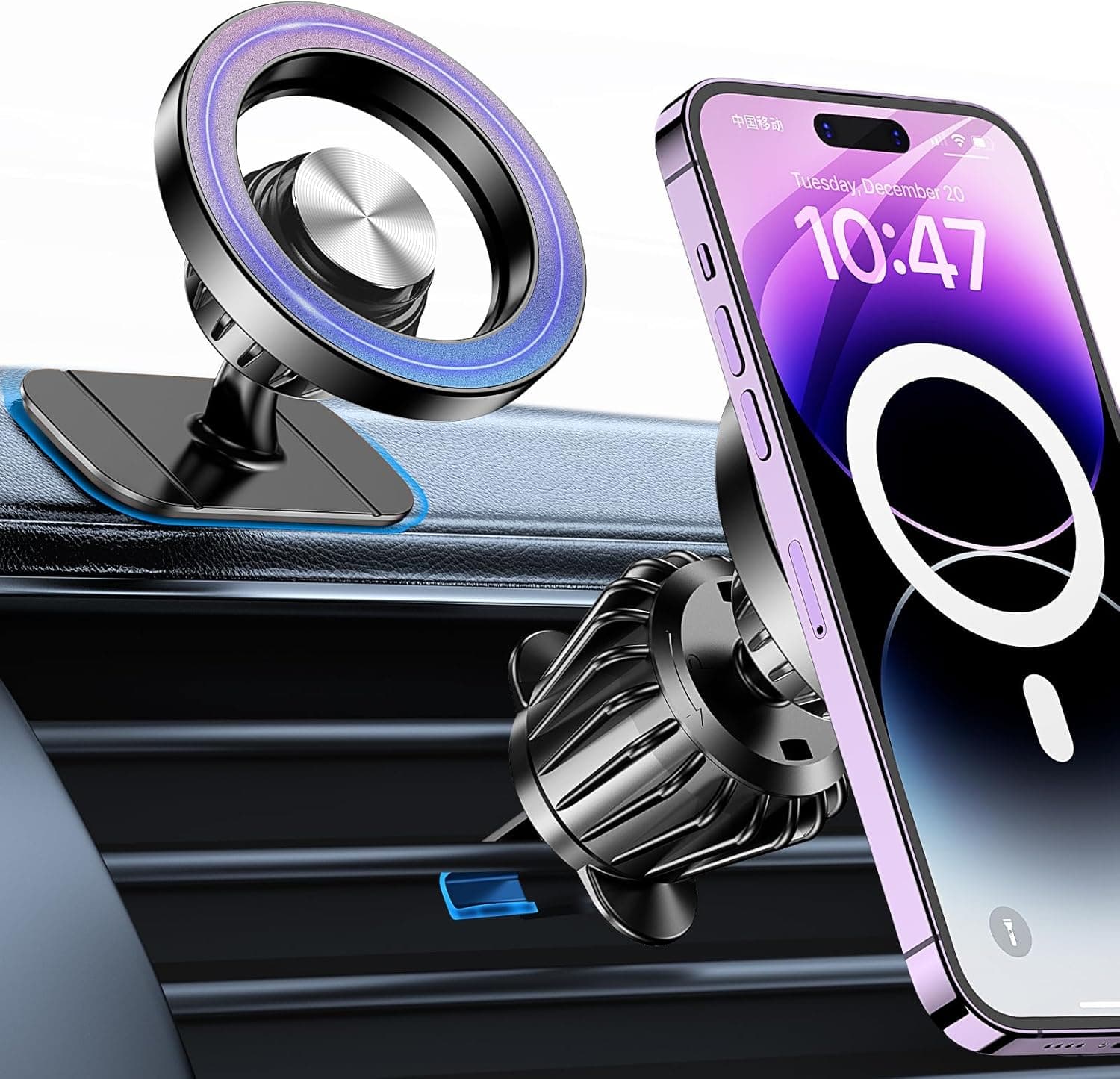 Kaistyle for Magsafe Car Mount【20 Strong Magnets】Magnetic Phone Holder for Car Phone Holder Mount Dash Mounted Holders Cell Phone Holders for Your Car Accessories for Women Men for iPhone 17 16 15 14 Black - Image 2
