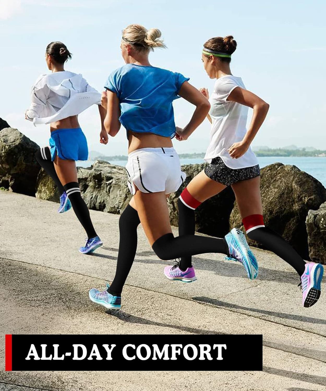 Aoliks Compression Socks for Women & Men 4 Pairs, Best Support for Nurses Running Travel B-black-h Large-X-Large - Image 4