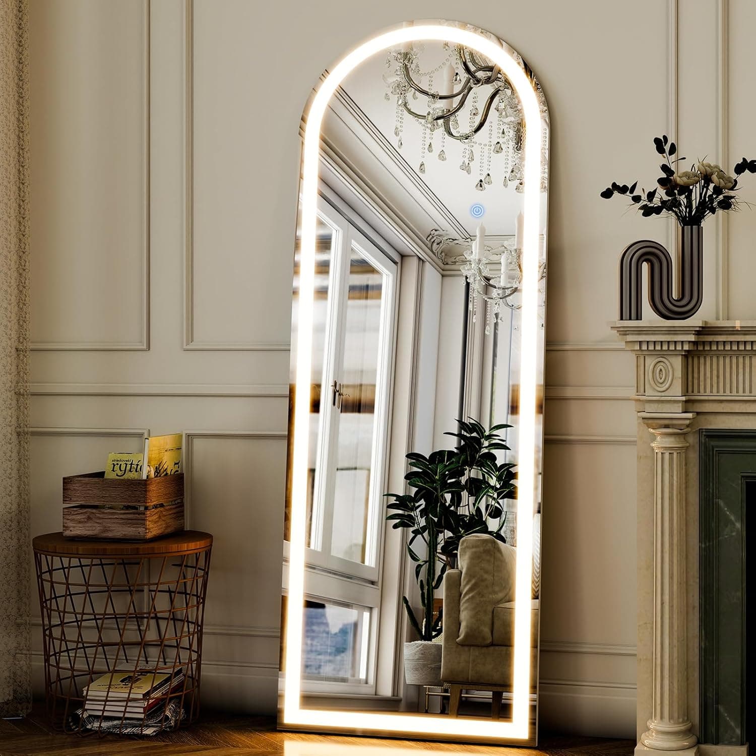 GLSLAND 20"x56" Arched LED Full Length Mirror with Lights – Wall Mounted or Standing Full Body Mirror for Bedroom/Cloakroom – Dimmable with 3 Color Lighting Modes Arched 56"L x 20"W - Image 8