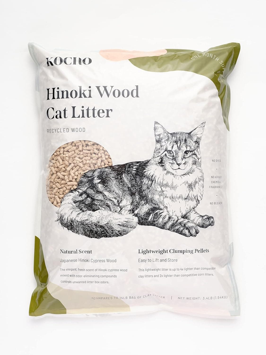 KOCHO Hinoki Wood Cat Litter, Upcycled, Ultra Lightweight, Natural Aroma of Hinoki Japanese Cypress, Gentle Clumping, Dust-Free 1pcs(3.4LB) - Image 2