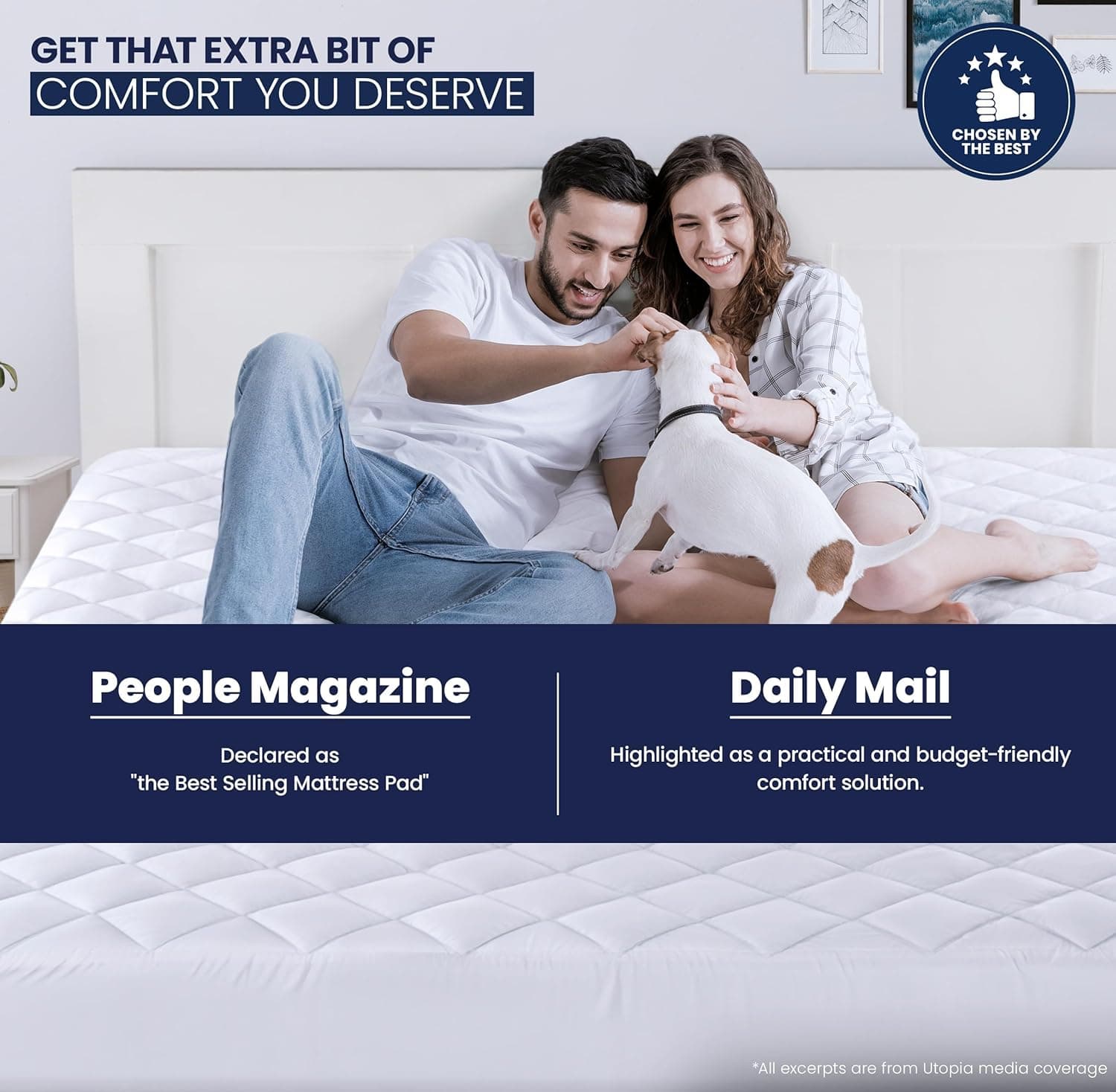 Utopia Bedding Quilted Fitted Mattress Pad, King Size, Elastic Fitted Mattress Topper Protector and Cover with Deep Pocket Stretches up to 16 Inches, Machine Washable (White) White King (Pack of 1) - Image 3