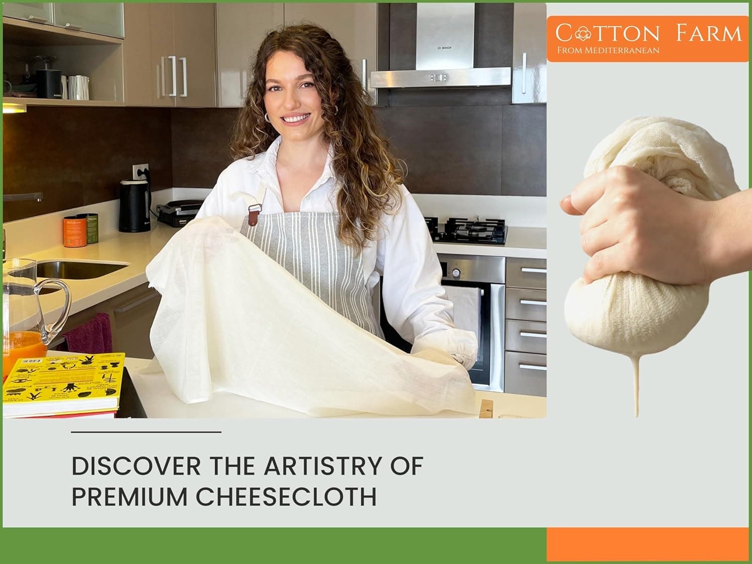 Cotton Farm Grade 100 XL Cheese Cloth - Straining & More; 36x36 Inch; 100% Unbleached Cotton Cheesecloth; Reusable with Hemmed 2 Edges; Ultra-Dense (the finest) Butter Muslin 1 Yard - Image 3
