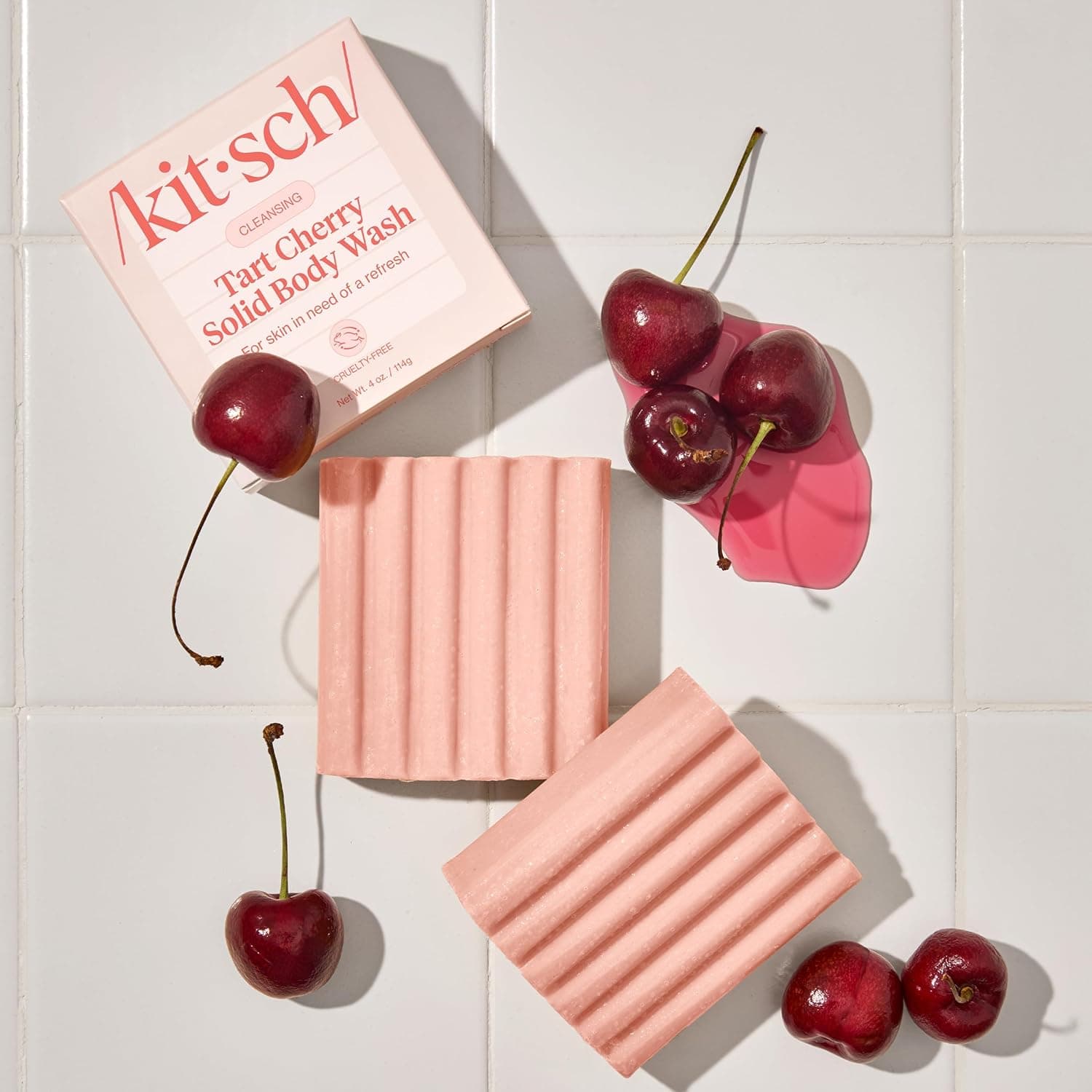 Kitsch Cleansing Tart Cherry Soap Bar with Refreshing Scent - Eco-Friendly Body Wash Women Love - Cherry Solid Bar Soap for Daily Use - Silicone, Sulfate and Paraben Free, Made in USA - 4oz - Image 10