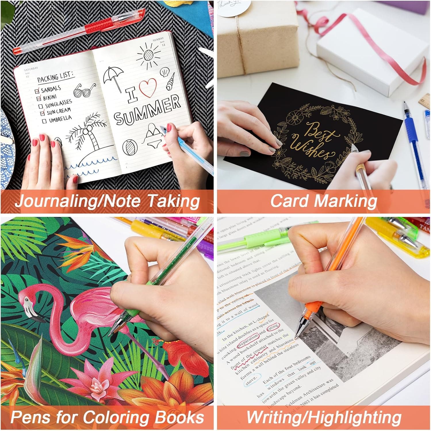 TANMIT 彩色笔，36 色彩色笔套装，适合成人涂色书，带有 40% 更多墨水的彩色胶水笔，非常适合成人涂鸦、剪贴簿和绘画 - Image 7