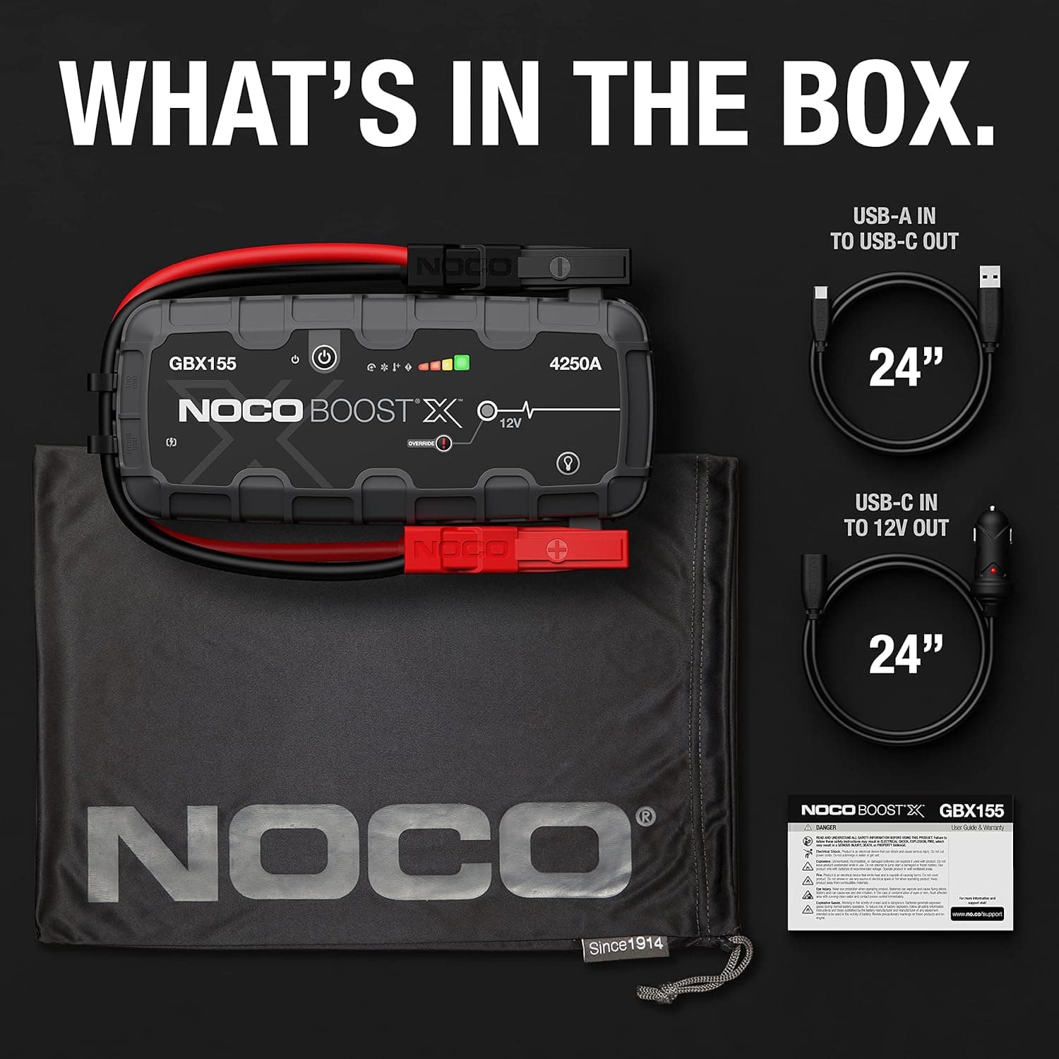 NOCO Boost X GBX155: Arrancador UltraSeguro de 4250A – Paquete de Batería de Litio de 12V, Caja de Arranque Portátil, Banco de Energía y Cables de Arranque - para Motores de Gas de 10.0L y Motores Diésel de 8.0L - Image 7