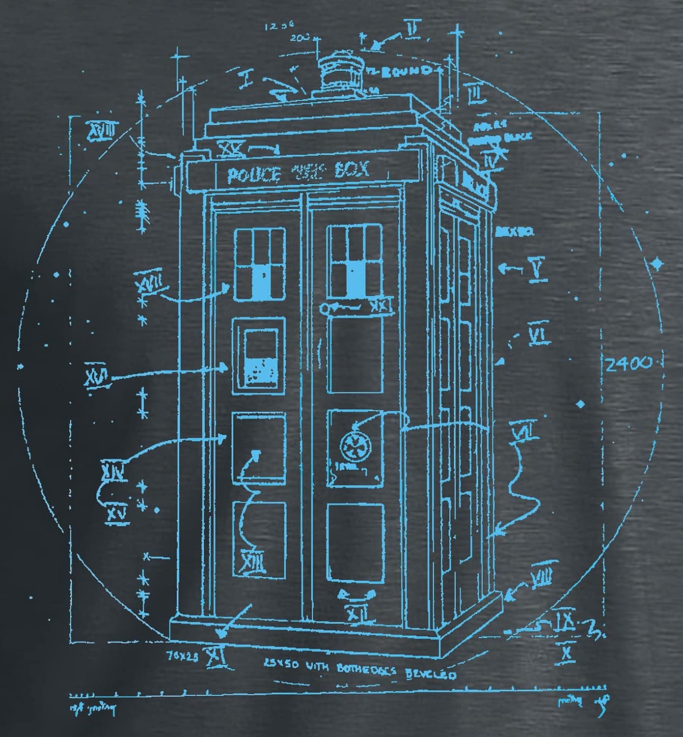 Vitruvian Police Call Box by Leonardo Da Vinci T-Shirt Small Dark Heather - Image 3
