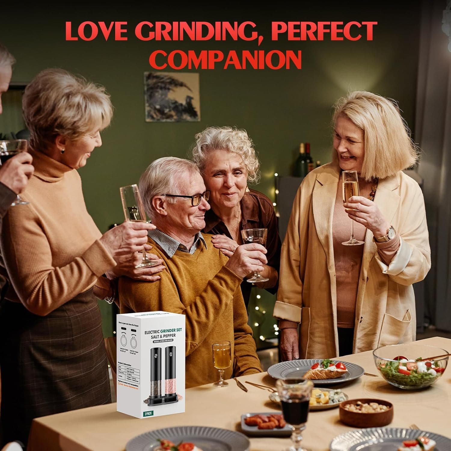 Electric Salt and Pepper Grinder Set Automatic Battery Pepper Mill Shakers Adjustable Coarseness Upgraded Larger Capacity with Led Home and Kitchen Appliances for New House Warming Gifts Black/Black - Image 7