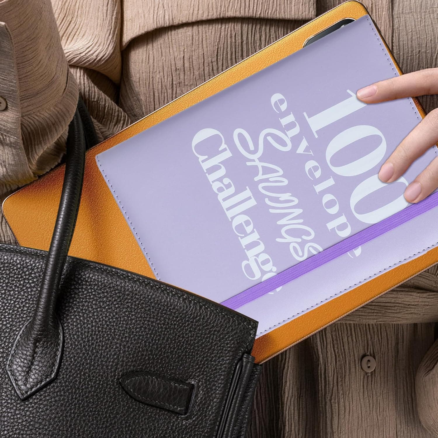 100 Envelopes Money Saving Binder A5 Savings Challenge Book Easy and Fun Way to Save $5,050 Purple - Image 3