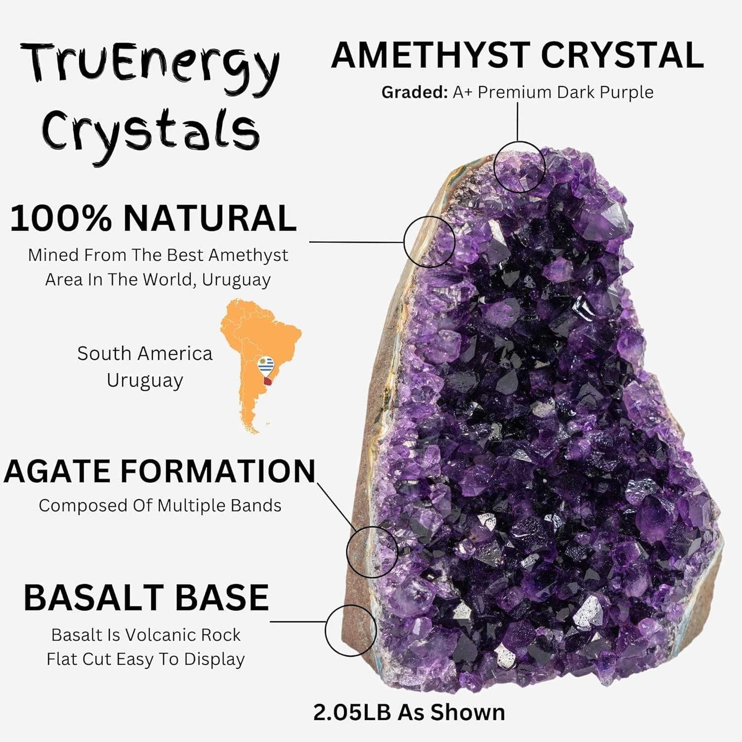 TRUENERGY Natural Amethyst Crystal Cluster – 0.5 To 12 Pounds Dark Purple Grade AAA Raw Quartz Amethysts Stone – Great For Home Decoration, Positive Energy, & Healing Crystals Amatista piedra .5 - 1 lbs - Image 7