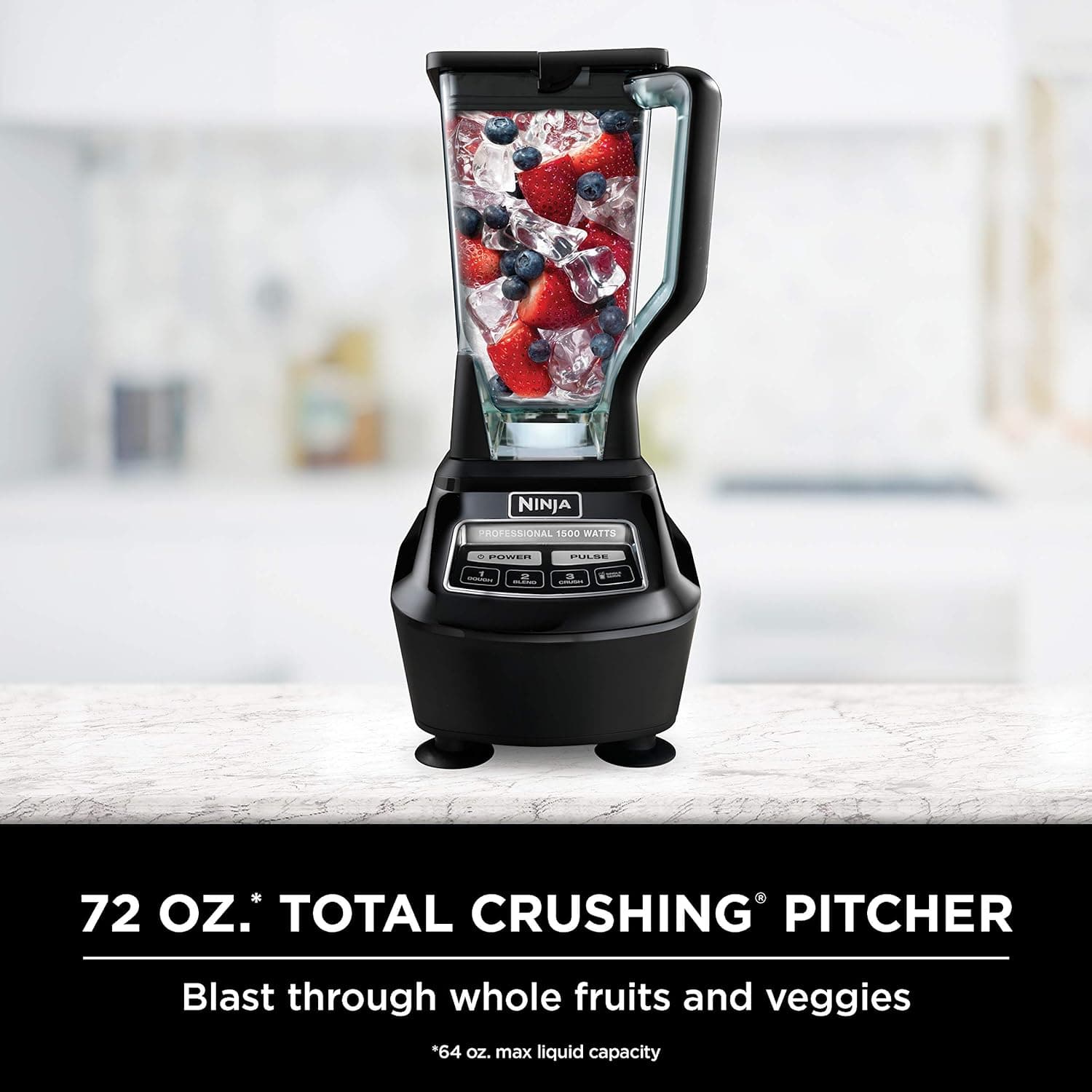 Ninja Mega Kitchen System, 1500W, 72 oz. Full-Size Blender & 8-Cup Food Processor with (2) 16 oz. To-Go Cups, Total Crushing Technology - Smoothies, Ice Crushing, Purees, Dough & More, Black, BL770 Pitcher+Bowl+(2) 16-oz. Cups - Image 3