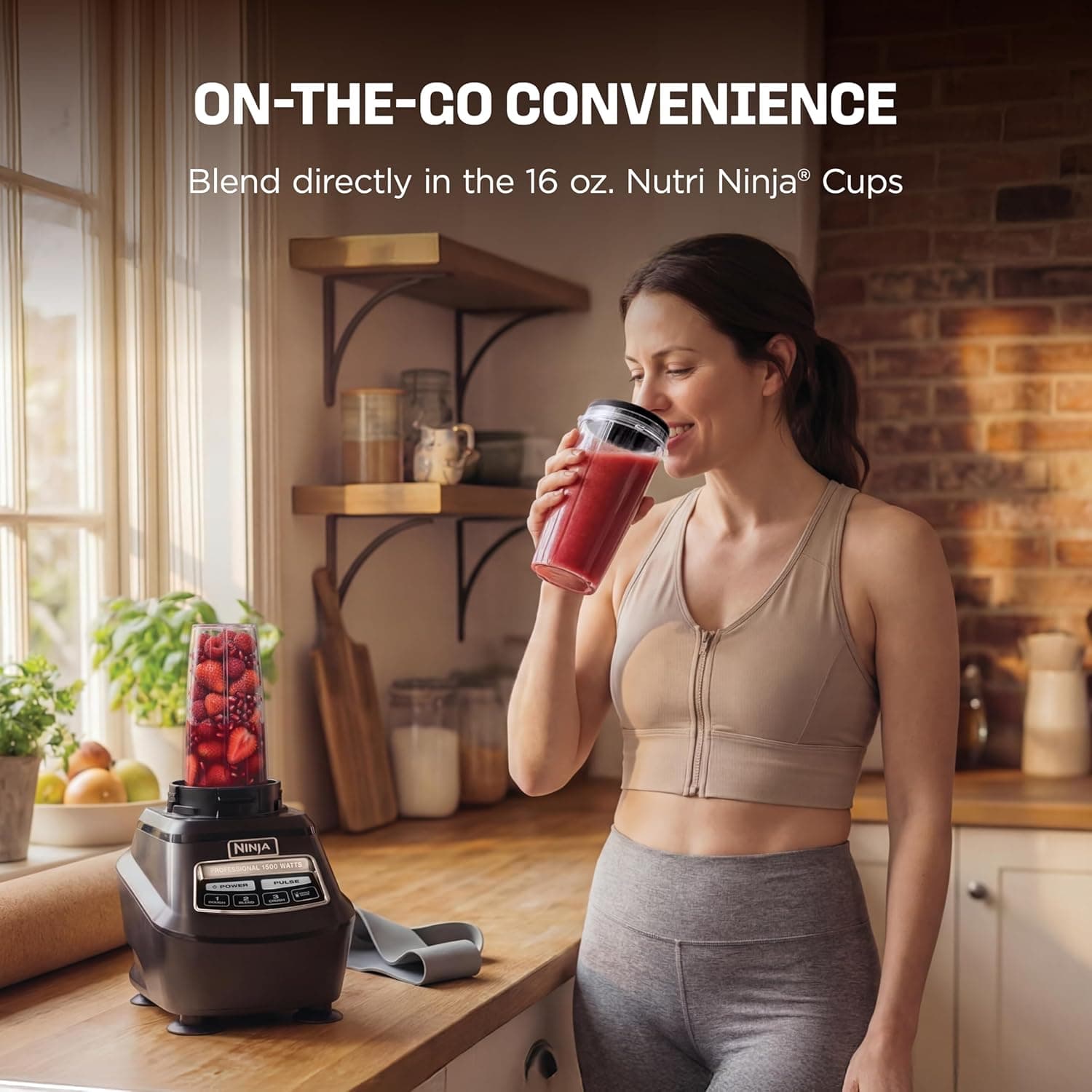 Ninja Kitchen System | Tazón de Procesador de Alimentos de 8 Tazas y Licuadora de 72 oz. Todo en Uno | Con (2) Tazas para Llevar de 16 oz. | Para Batidos, Triturar Hielo, Masa y Más | 1500 Vatios | Negro | BL770 Jarra + Tazón + (2) Tazas de 16 oz. - Image 5