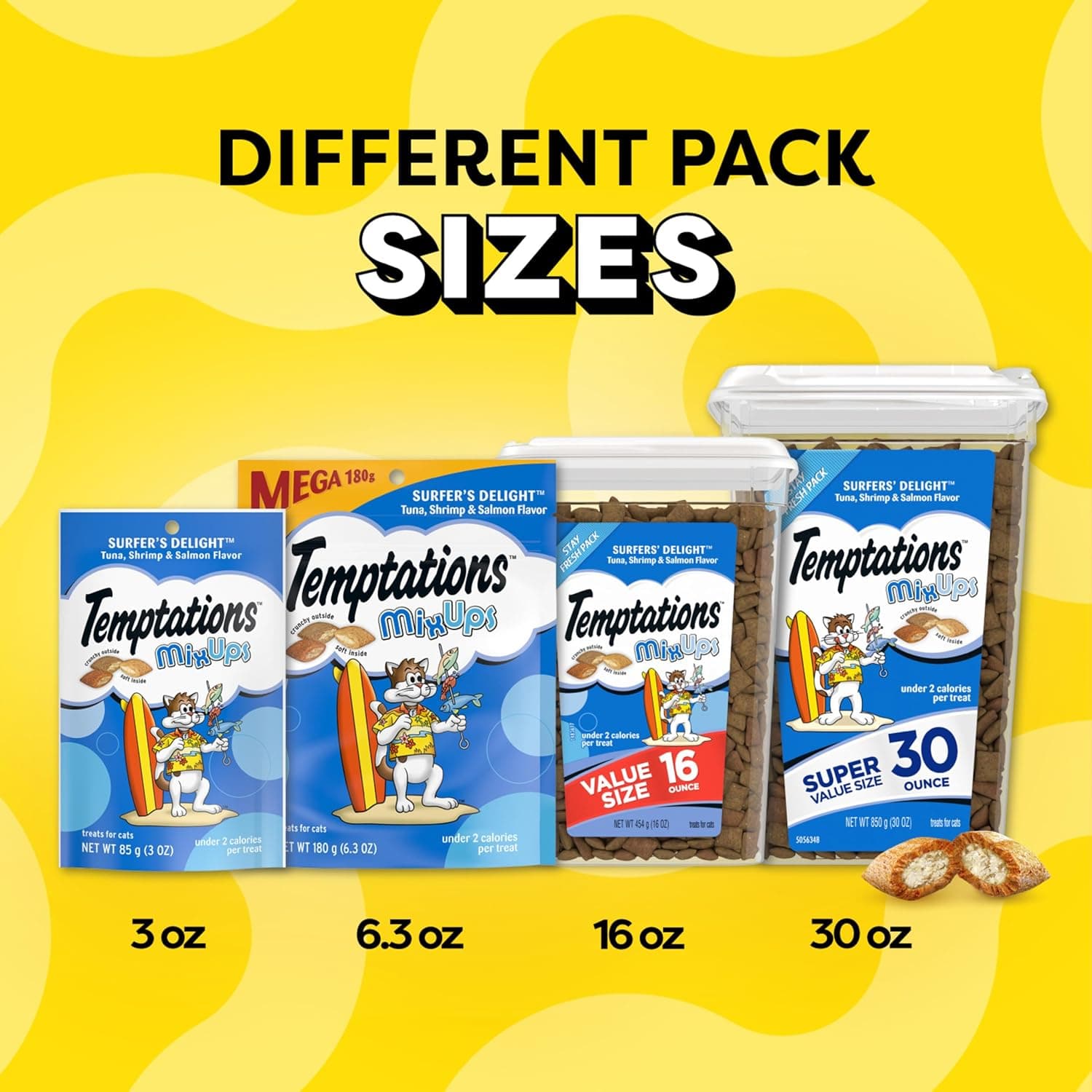 Temptations MixUps Surfer's Delight Flavor Crunchy and Soft Cat Treats, 16 oz. Tub Tuna, Shrimp, Salmon 1 Pound (Pack of 1) - Image 12