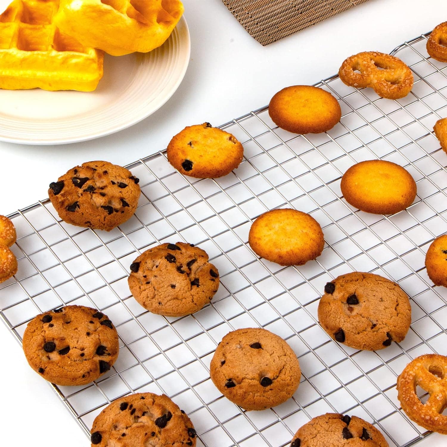 Cooling Rack for Baking 2-Pack, 16x10 Inches Baking Rack, Thick Wire Cookie Rack for Cooking, Roasting, Grilling, Drying, Oven Safe, Fits Half Sheet Pan, Silver 16"x10"-2PC Silver - Image 7