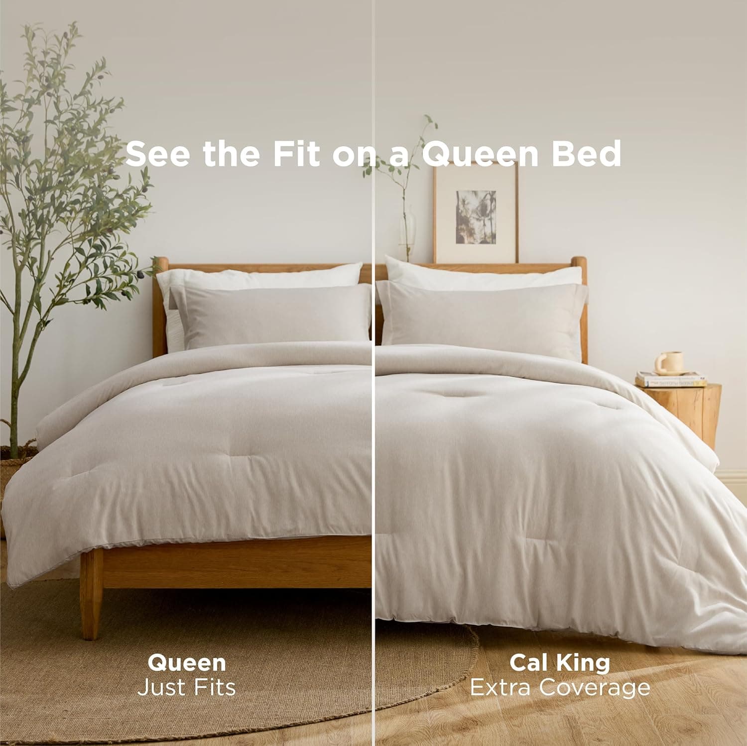 Bedsure Queen Comforter Set - Beige Soft Bedding for All Seasons, Cationic Dyed Bed Set, 3 Pieces, 1 Queen Size Comforter (90"x90") and 2 Pillow Shams (20"x26"+2") Queen 05 - Beige - Image 4