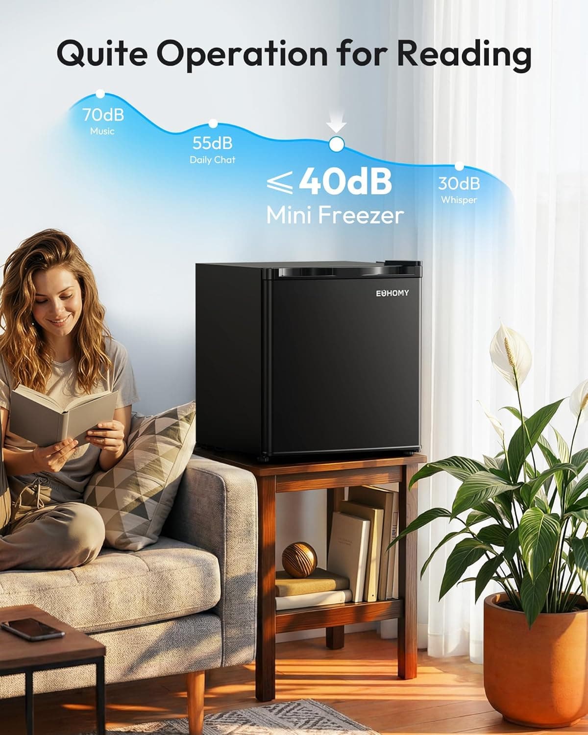 EUHOMY 1.1 Cubic Feet Mini Freezer, Countertop, Single Door Compact Upright Freezer with Reversible Door, Removable Shelves, Small freezer for Home/Dorms/Apartment/Office, New Black Black 1.1 CU.FT - Image 6