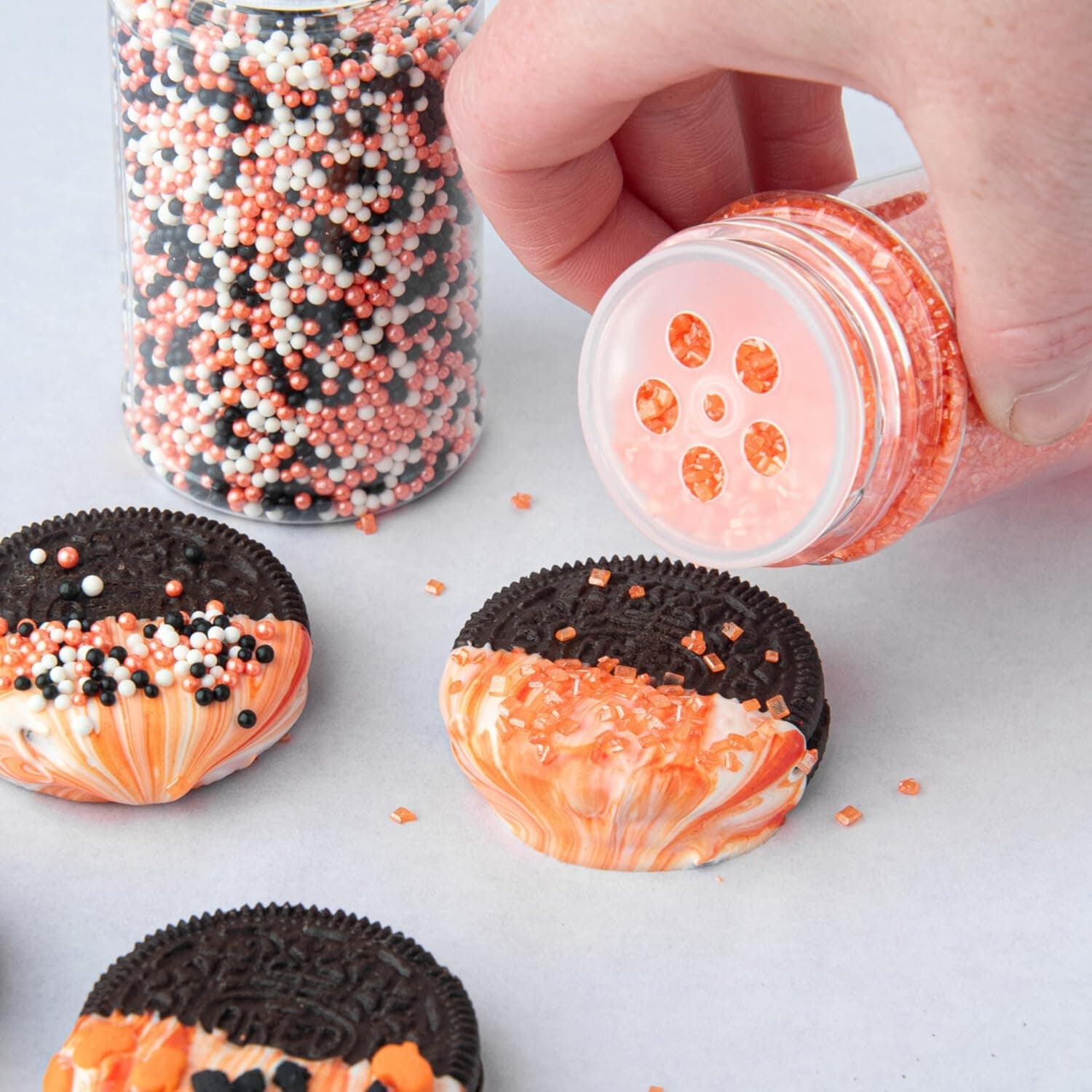 Sweets Indeed Halloween Sprinkles 4-Pack – 11.57 oz Jar Set | Candy Eyeball Mix, Bat & Pumpkin Quin Mix, Orange Sanding Sugar & Black/White/Orange Nonpareils | Cupcake & Cookie Decorations - Image 8
