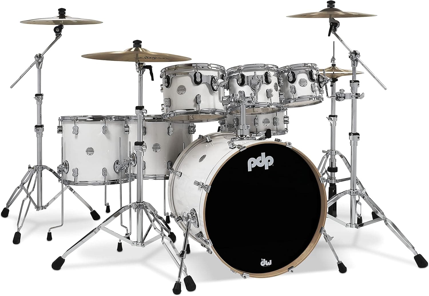 PDP By DW 7-Piece Concept Maple Shell Pack with Chrome Hardware Pearlescent White Concept Maple 7-Piece Pearlexcent White Base - Image 2