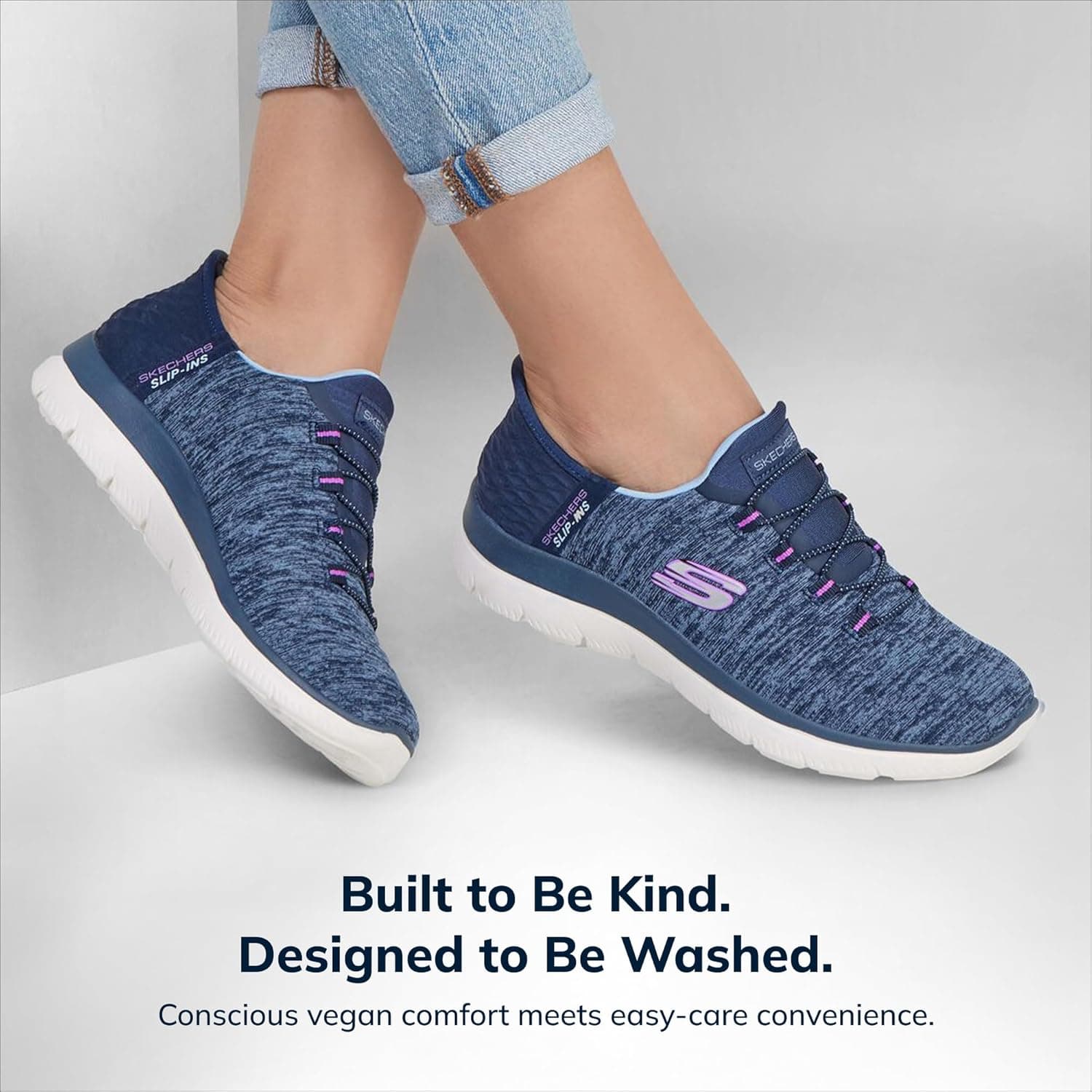 Skechers Women's Summits Dazzling Haze Hands Free Slip In Sneakers 12 Navy Purple - Image 7